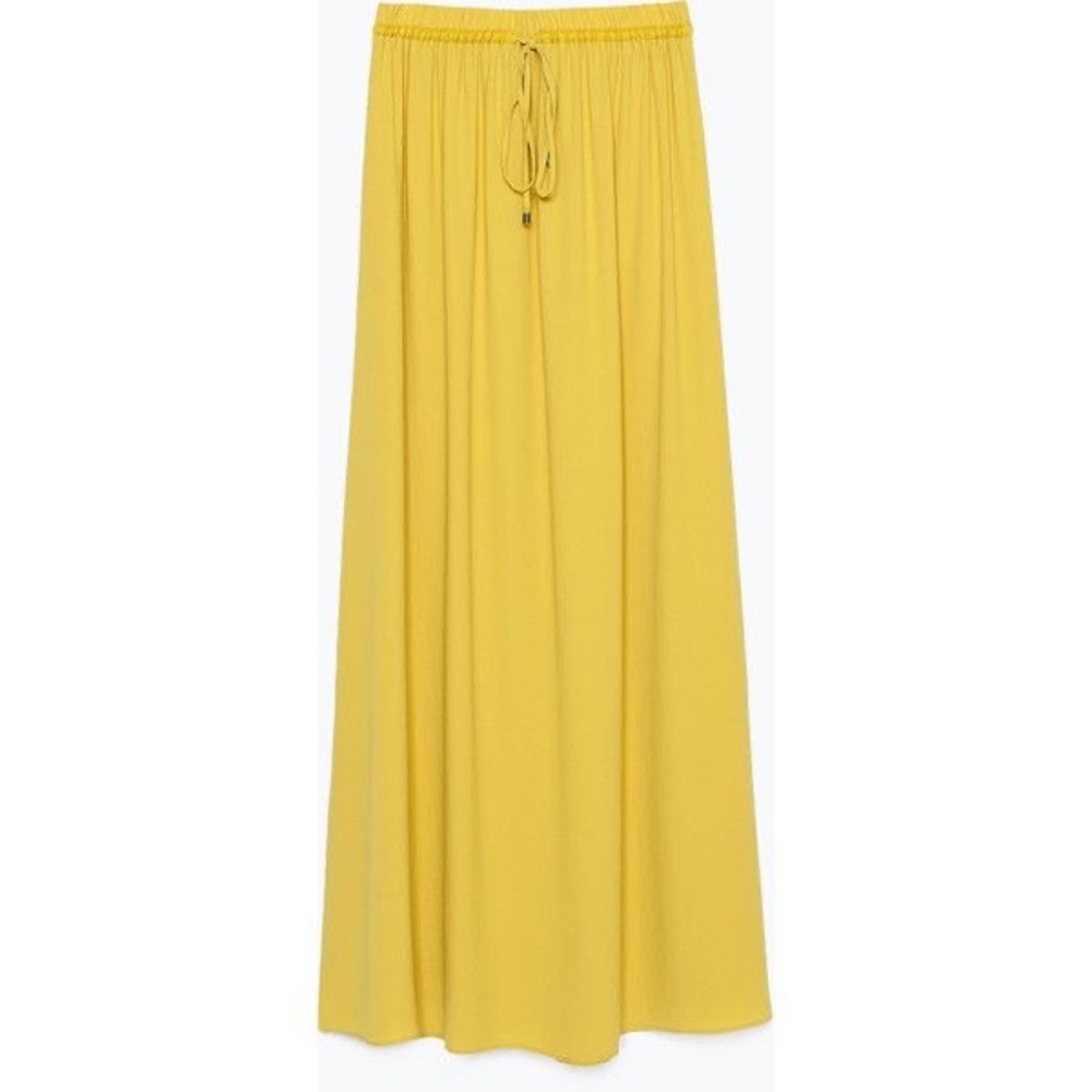 Yellow Zara Long Skirt with Two Side Slits